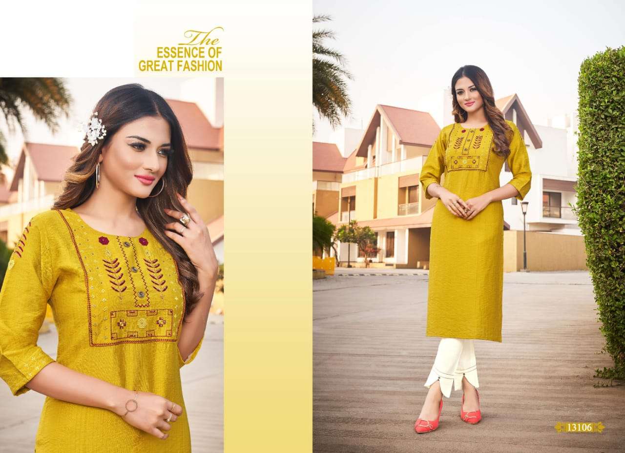 Kalaroop By Kajree-Score-Rayon-Embroidery-HandWork-Kurti-13106